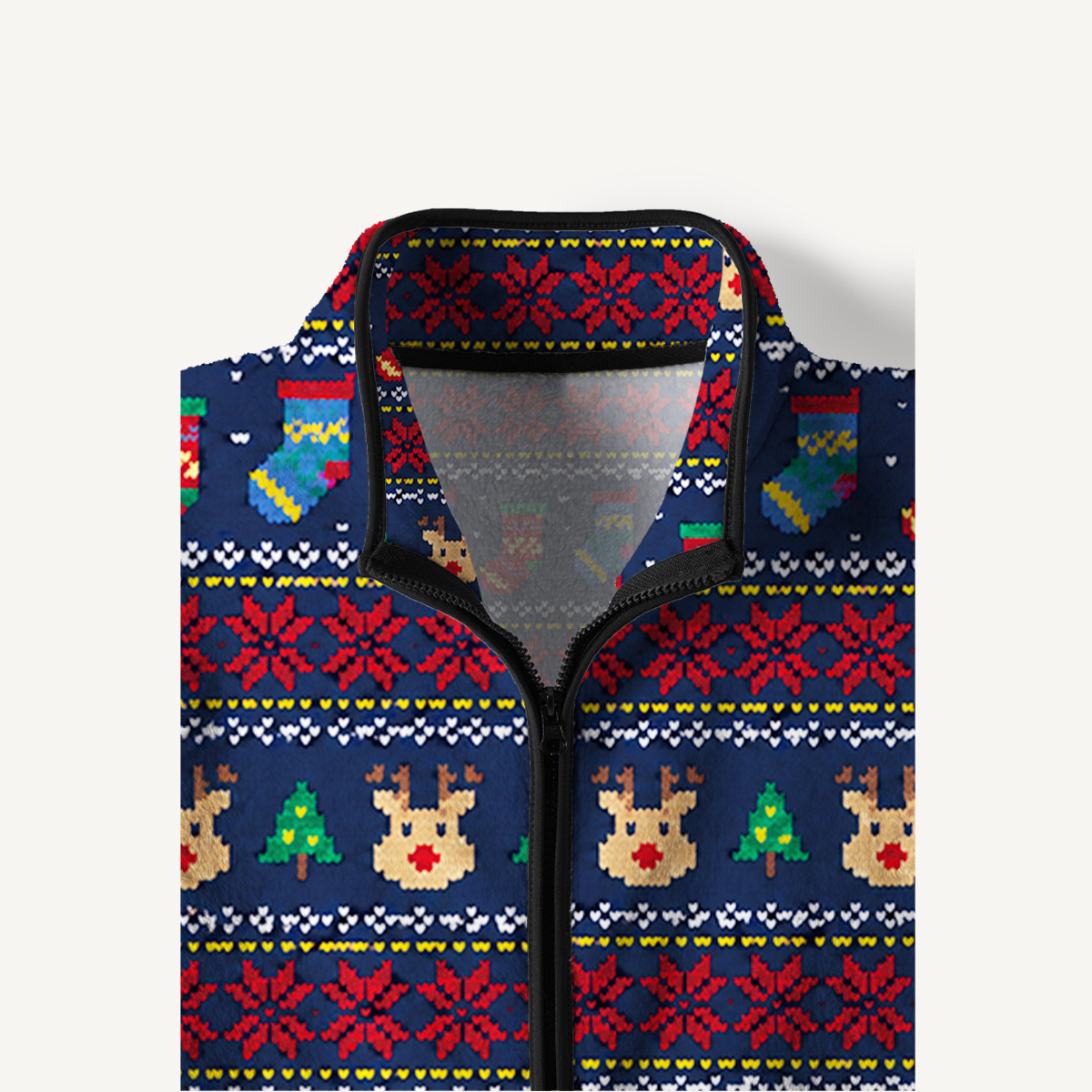Fair Isle Winter Cheer Print Fleece Jacket