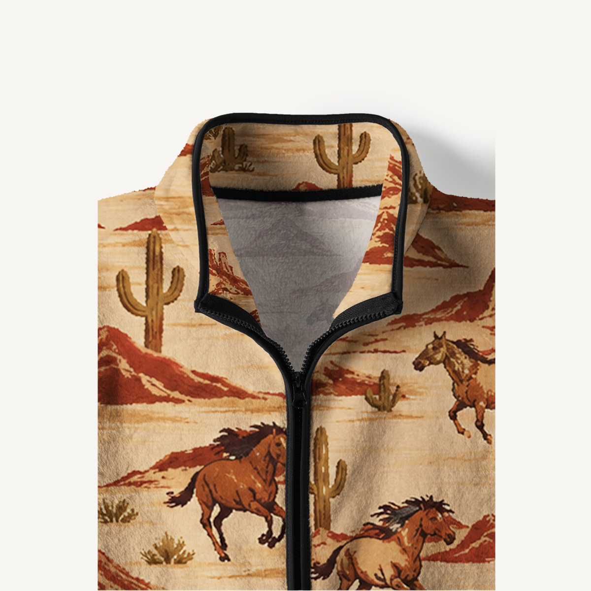 High Desert Wild Horses Print Fleece Jacket