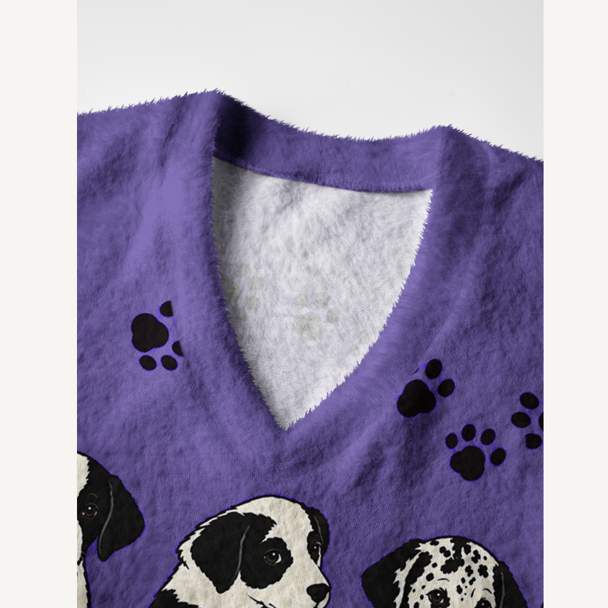 Purple Paws Parade Print V-Neck Sweater Vest