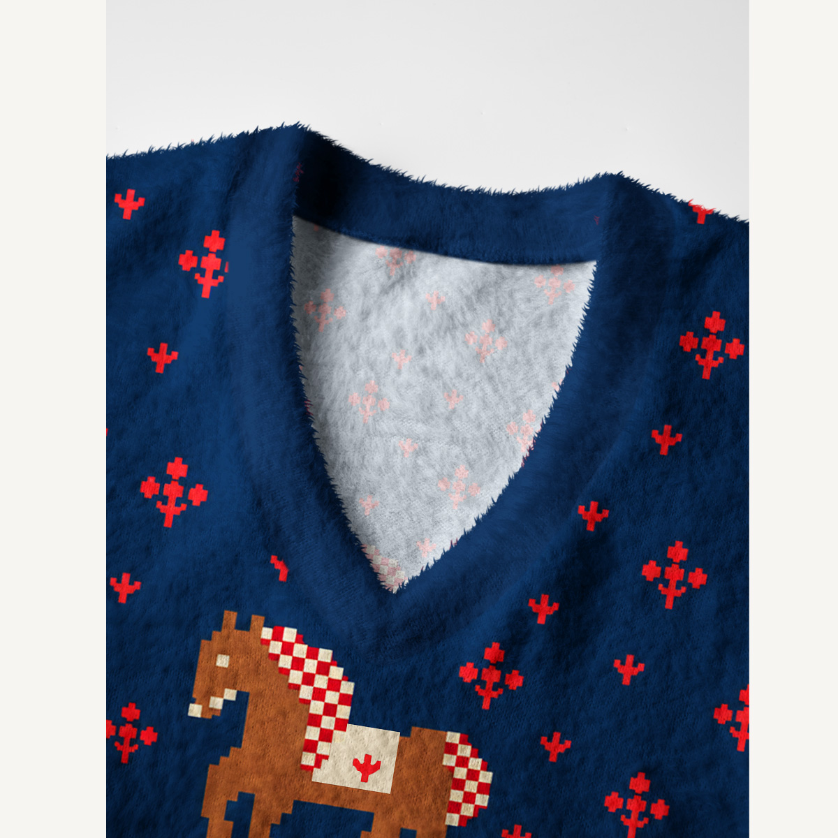 Nordic Heritage Horse Print V-Neck Sweater Vest