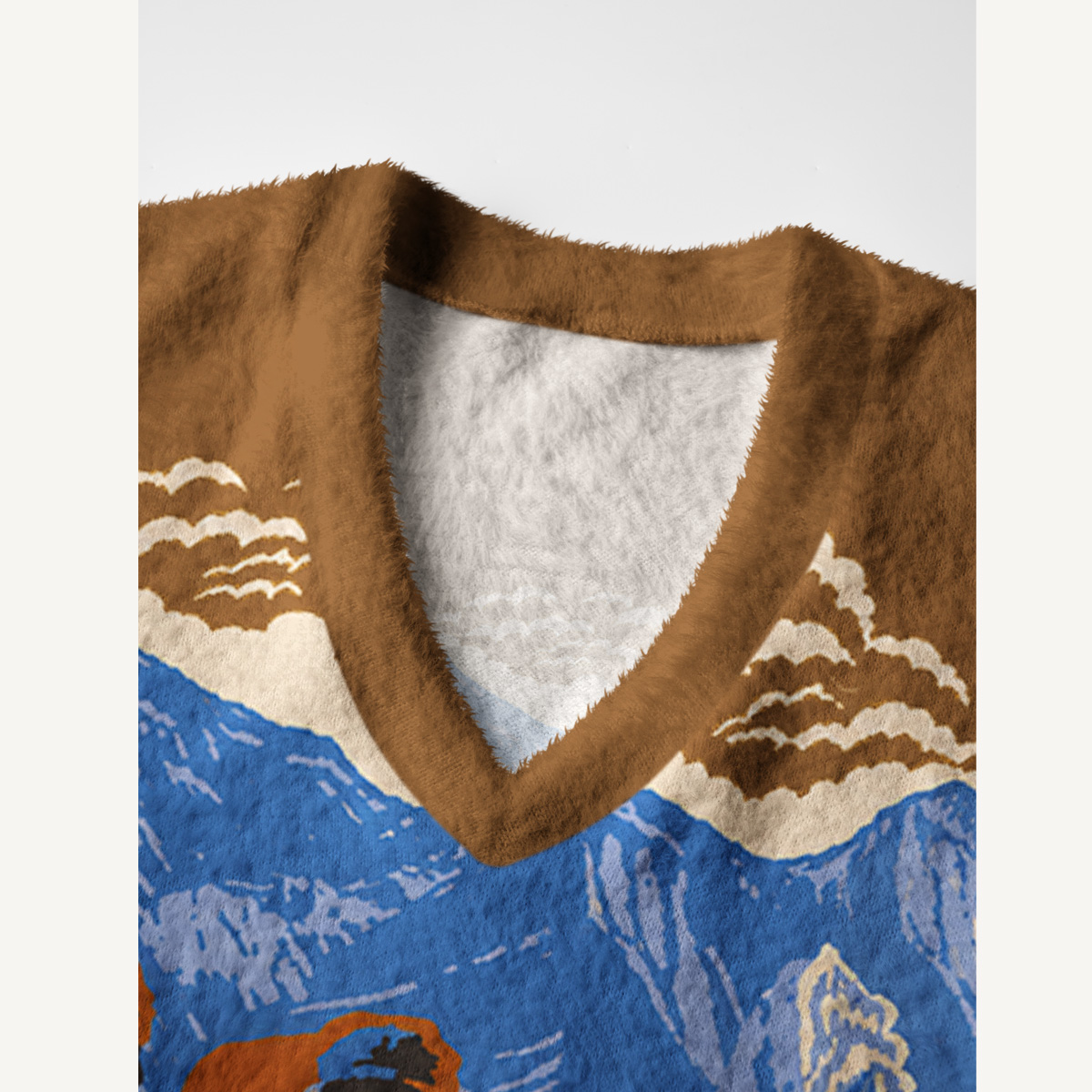 Wild Bison Range Print V-Neck Sweater Vest