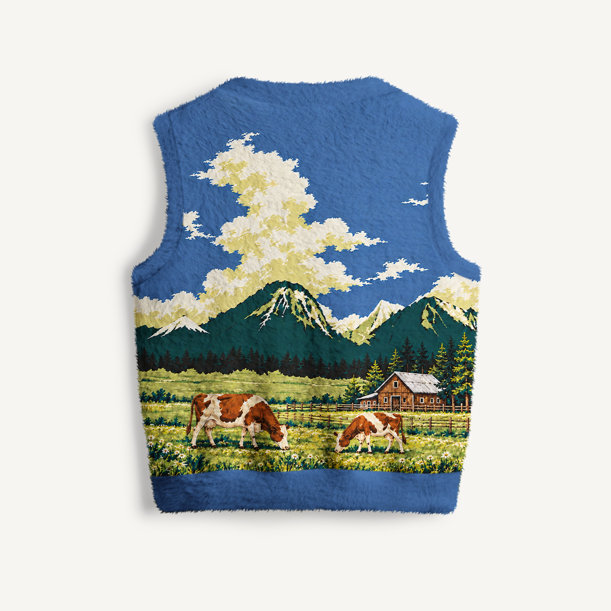 Alpine Meadow Dairy Print V-Neck Sweater Vest