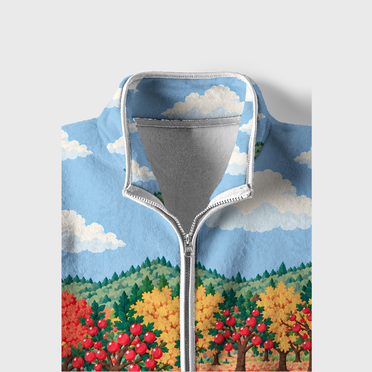 Rustic Countryside Orchard & Sheep Fleece Jacket