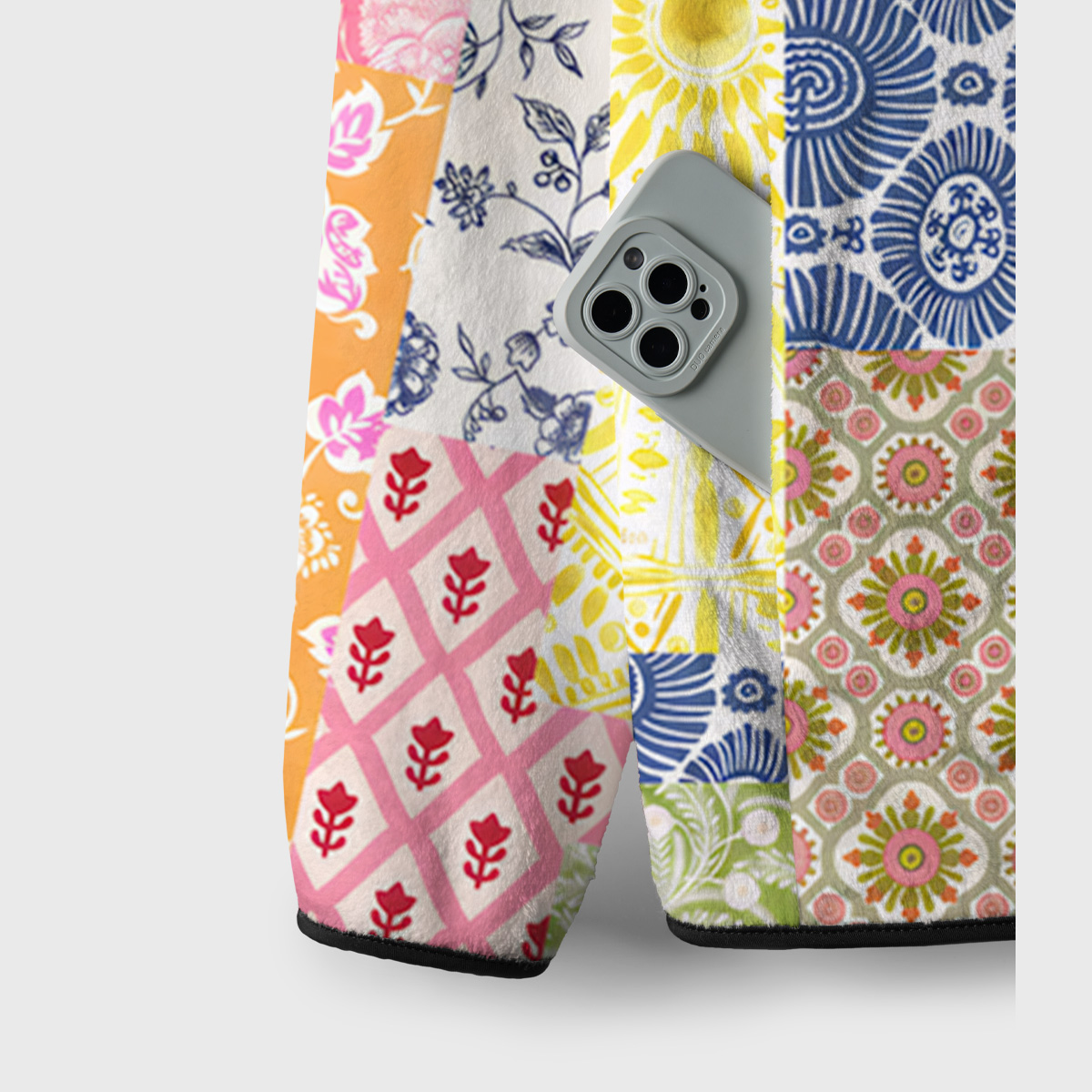 Colorful Bohemian Patchwork Print Fleece Jacket