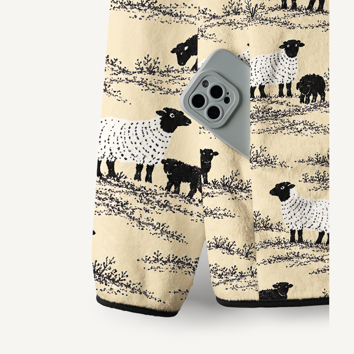 Black And White Flock Print Fleece Jacket