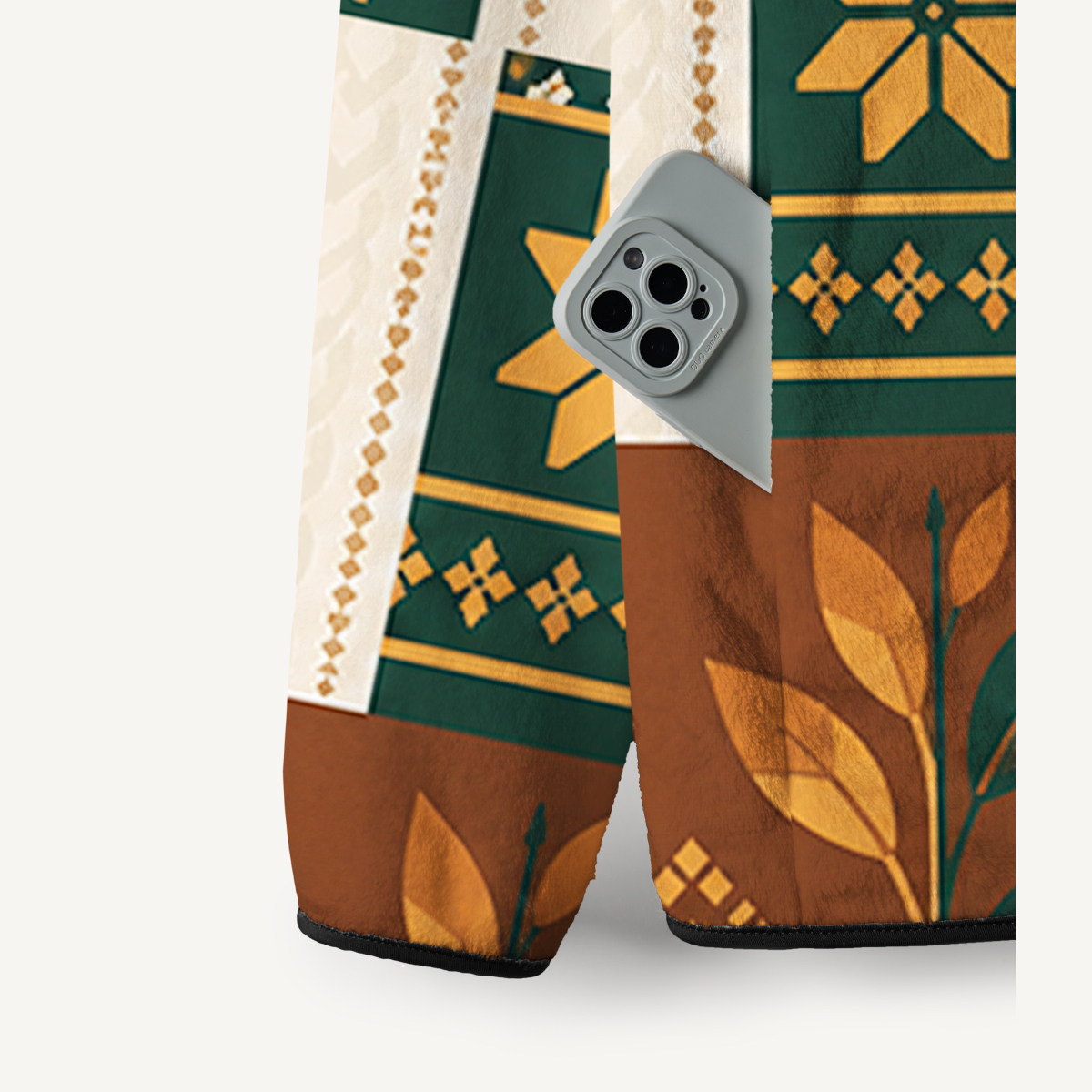 Forest Reindeer Cabin Quilt Print Fleece Jacket