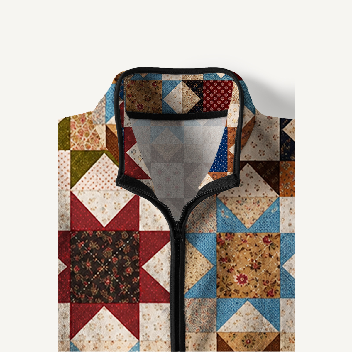 Floral Prairie Patchwork Print Fleece Jacket