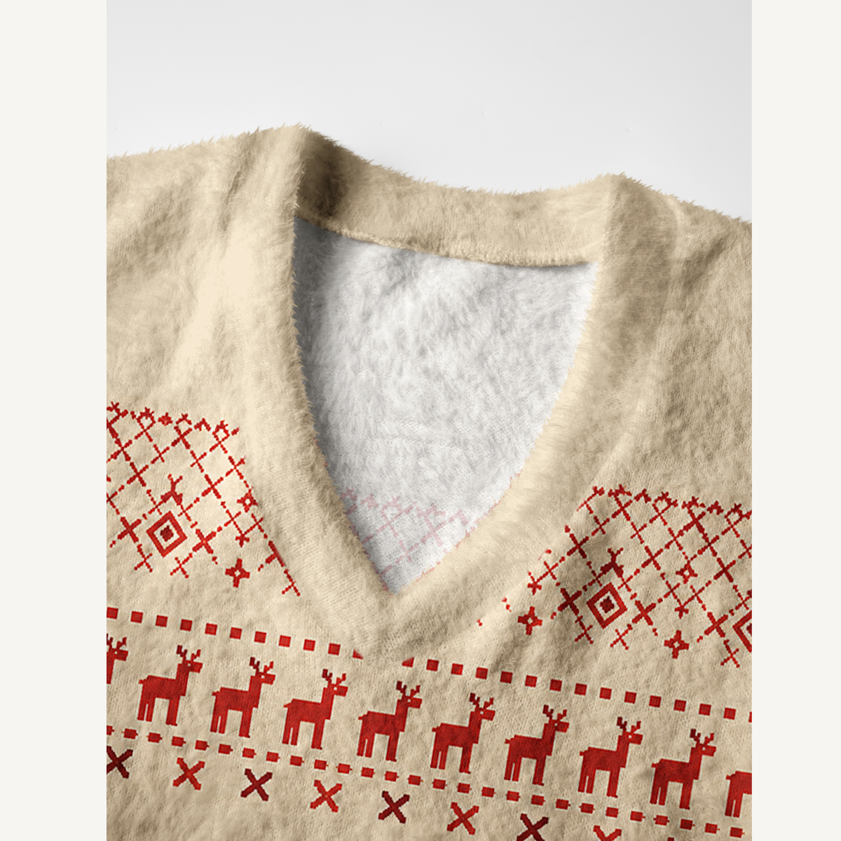 Rustic Red Reindeer Cabin Print V-Neck Sweater Vest