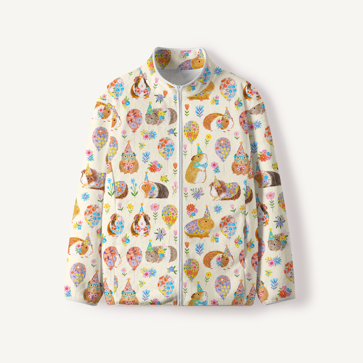 Guinea Pig Garden Party Print Fleece Jacket