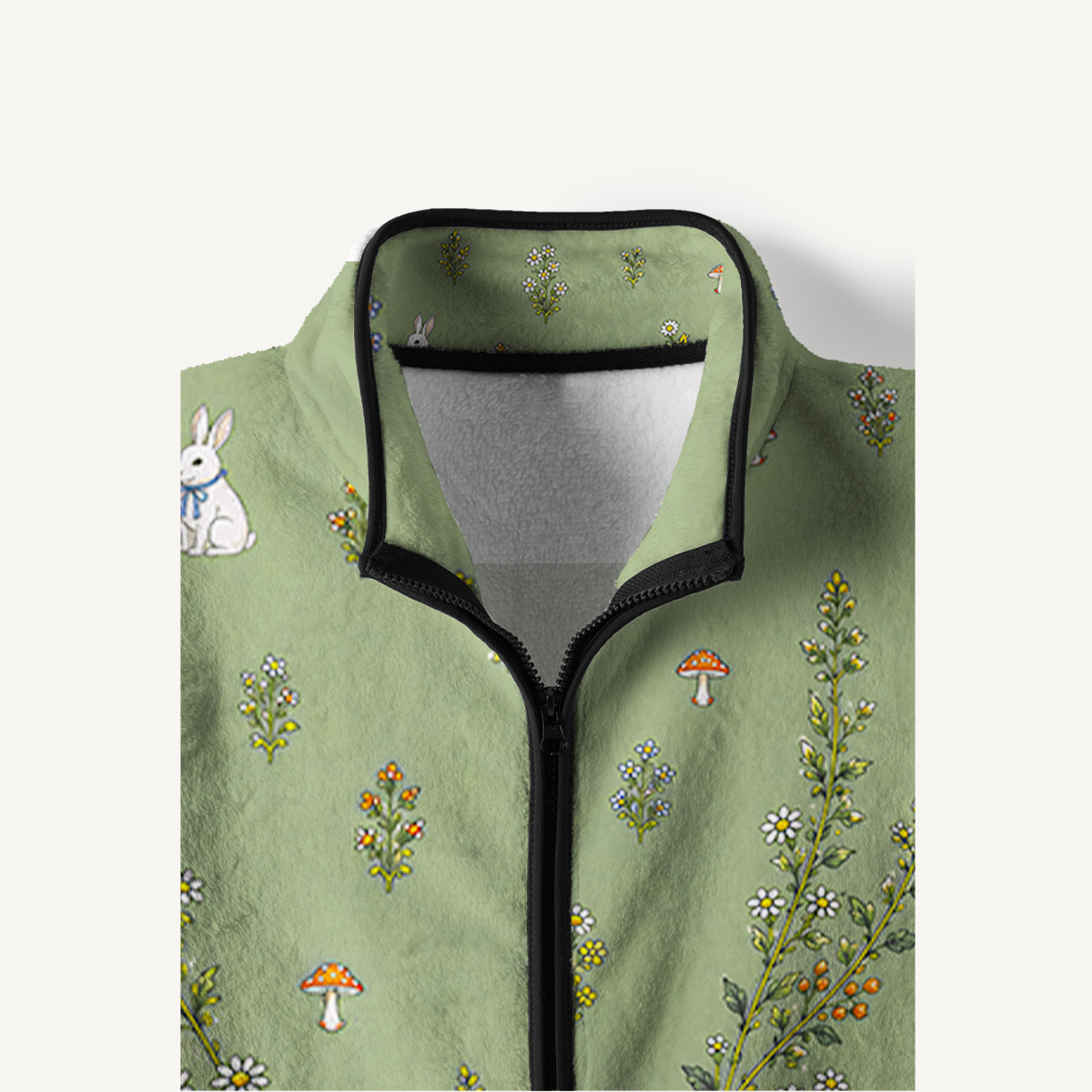 Bunny Meadow Garden Print Fleece Jacket