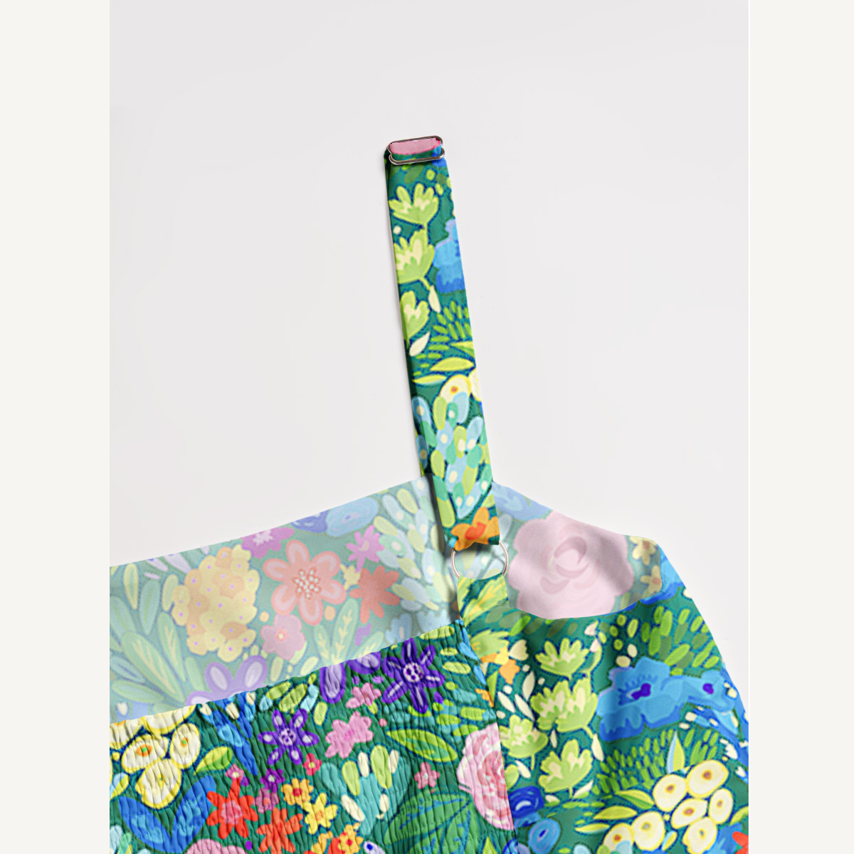  Floral Rainbows Print Wide Straps Maxi Dress With Pockets