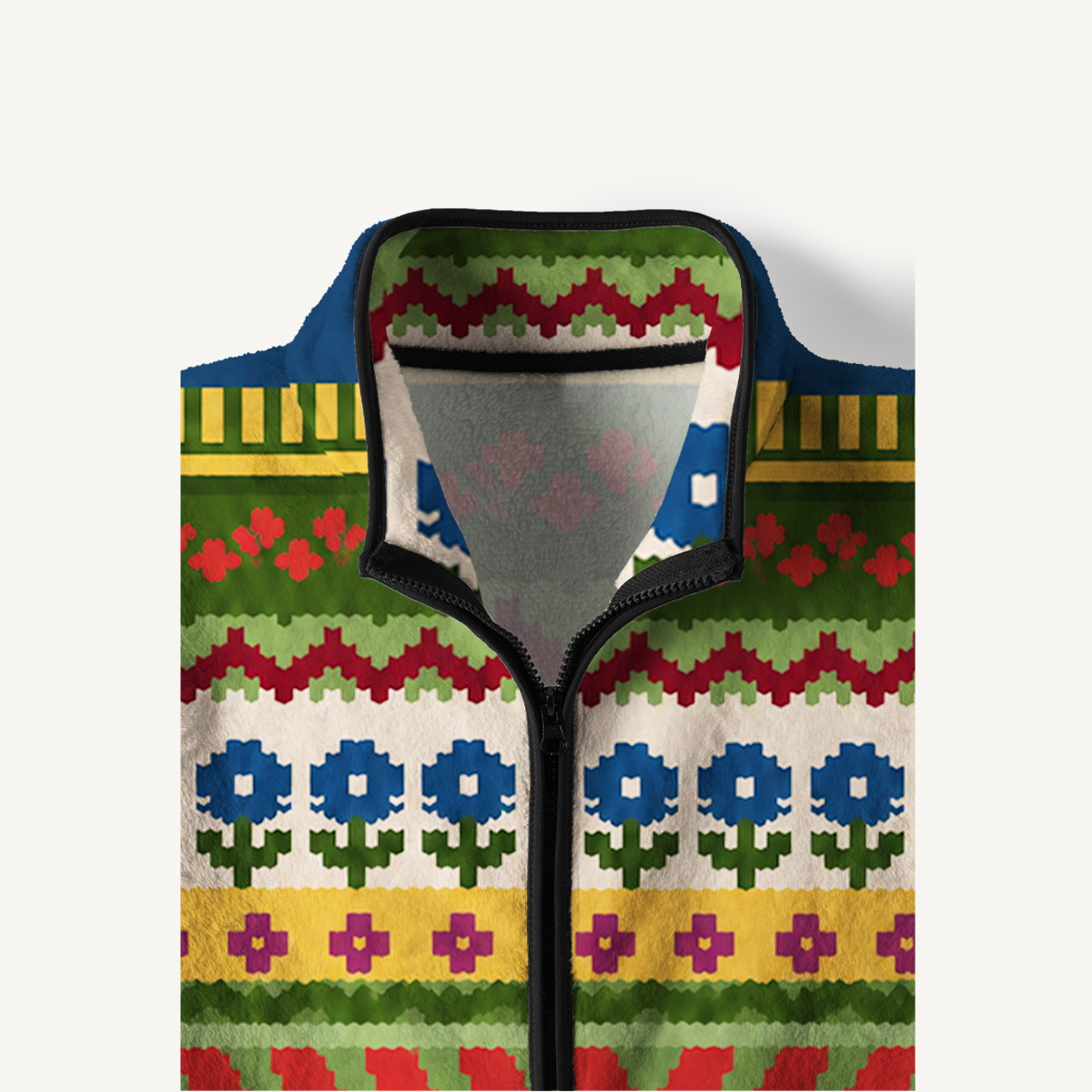 Nordic Fox Heritage Stripe Print Fleece Jacket