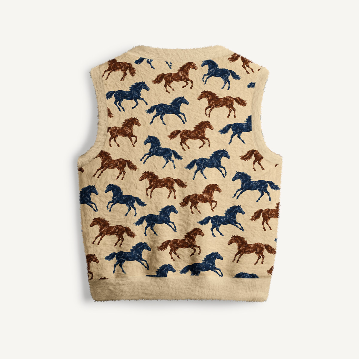Classic Western Horse Print V-Neck Sweater Vest