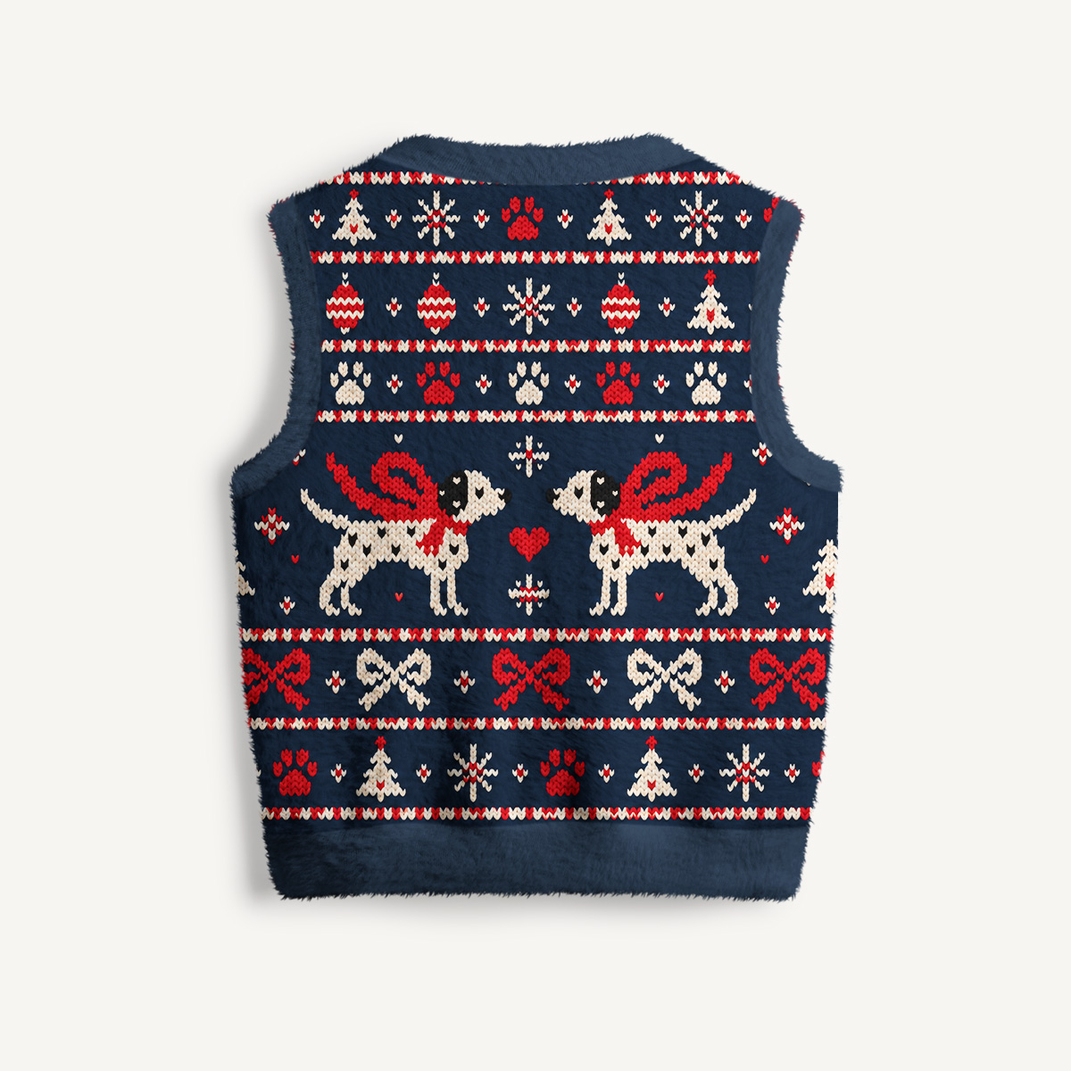 Festive Dog Scarf Fairisle Print V-Neck Sweater Vest