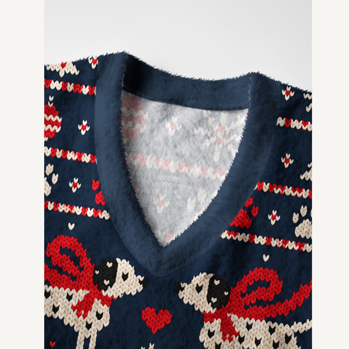 Festive Dog Scarf Fairisle Print V-Neck Sweater Vest