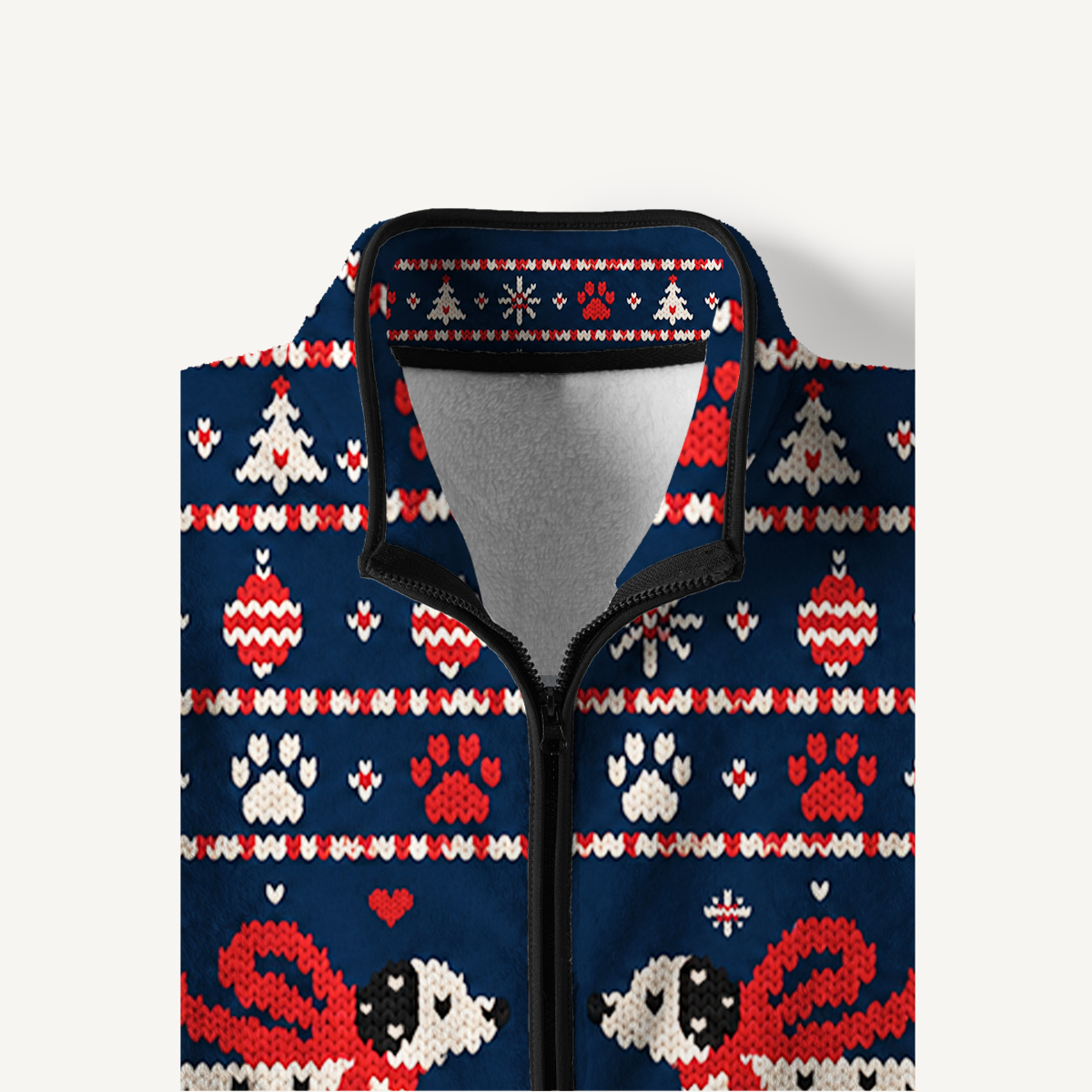 Festive Dog Scarf Fairisle Print Fleece Jacket