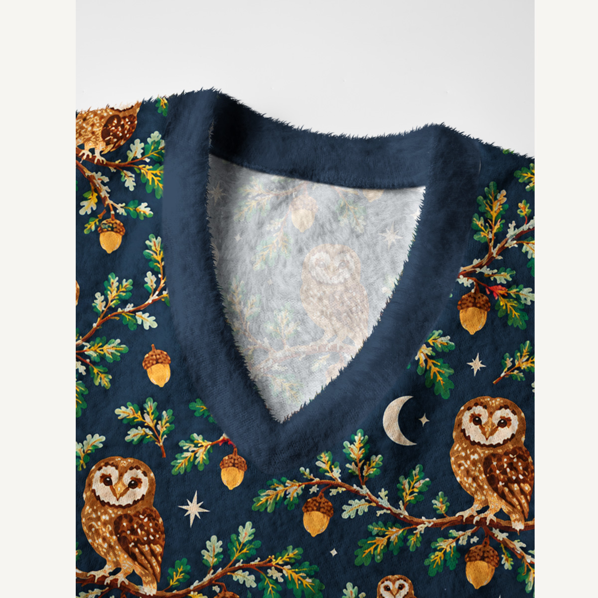 Vintage Night Sky Owls Print V-Neck Sweater Vest