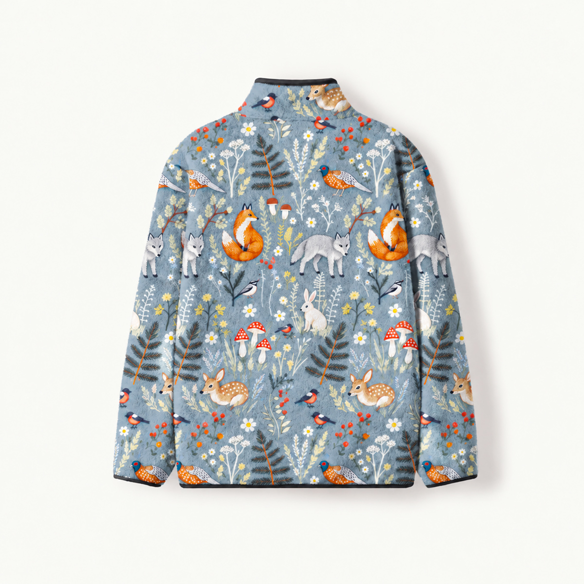Whimsical Woodland Animals Print Fleece Jacket