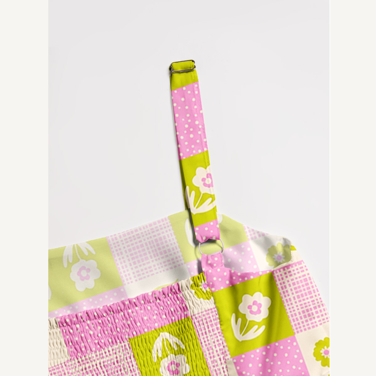 Spring Picnic Patchwor Print Wide Straps Maxi Dress With Pockets