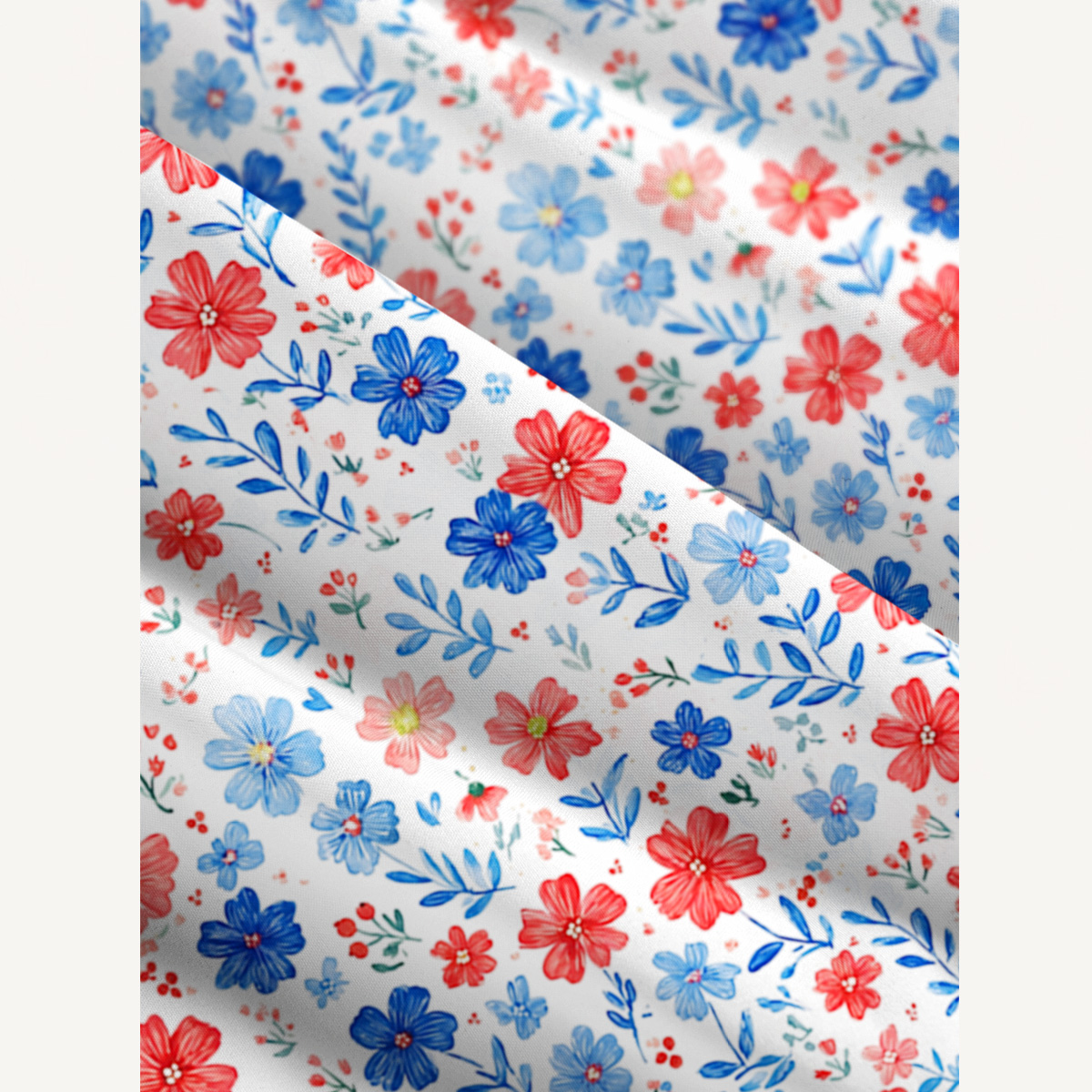  Patriotic 4th of July Flowers Print Wide Straps Maxi Dress With Pockets