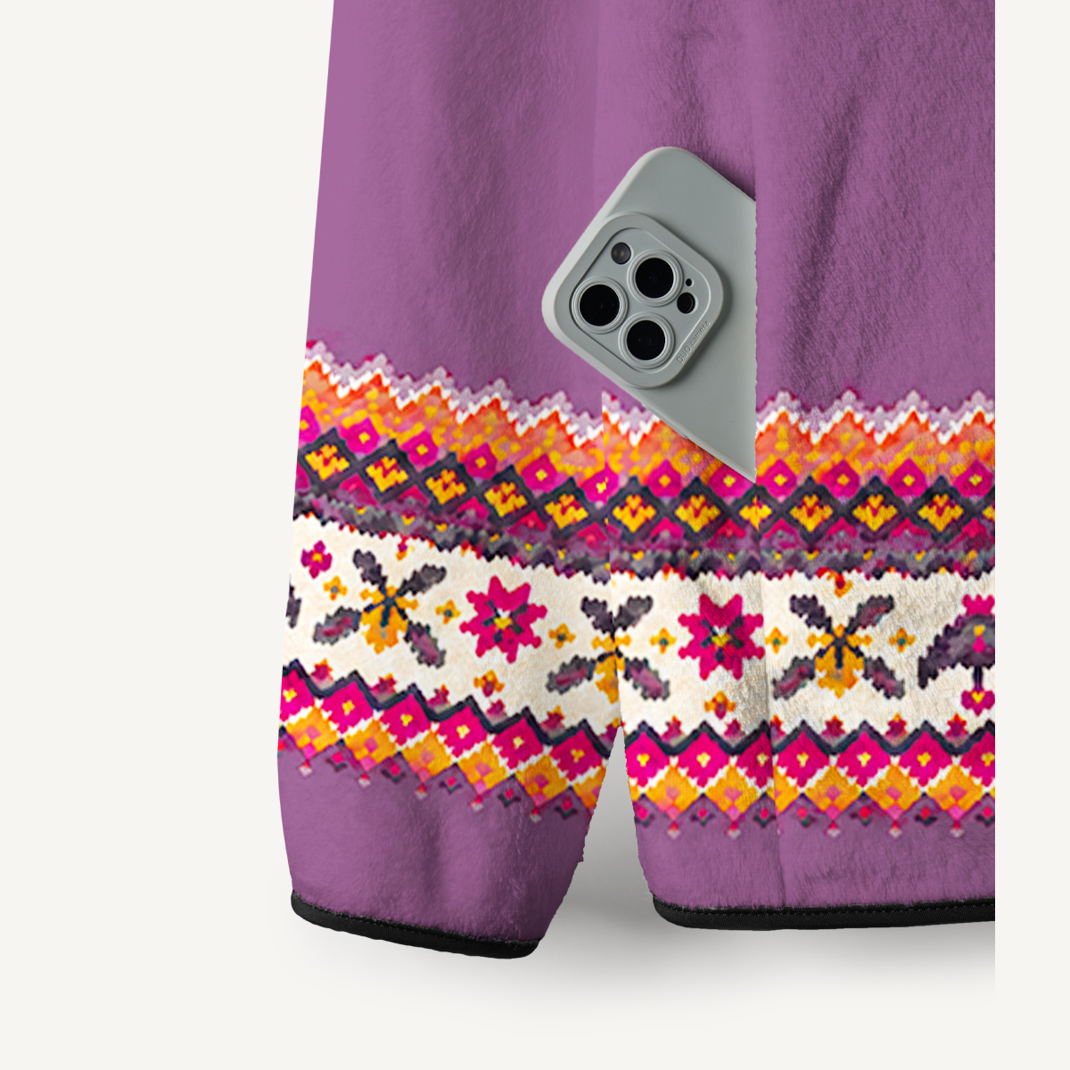 Purple Farmhouse Hen Stripe Print Fleece Jacket