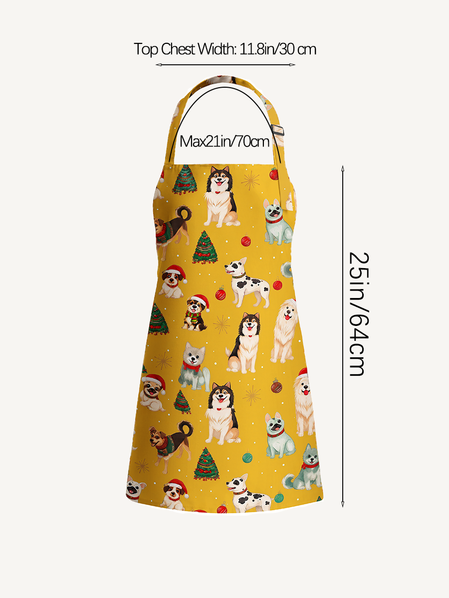 Christmas Puppies Holiday Print Adjustable Apron