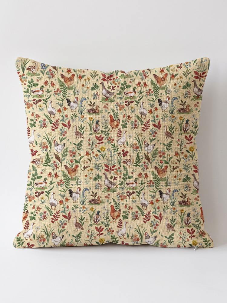 Countryside Garden Critter Cotton-Linen Pillow