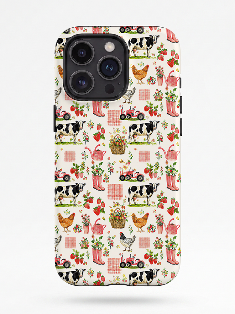 Watercolor Pink Farm Chicken Print Phone Case