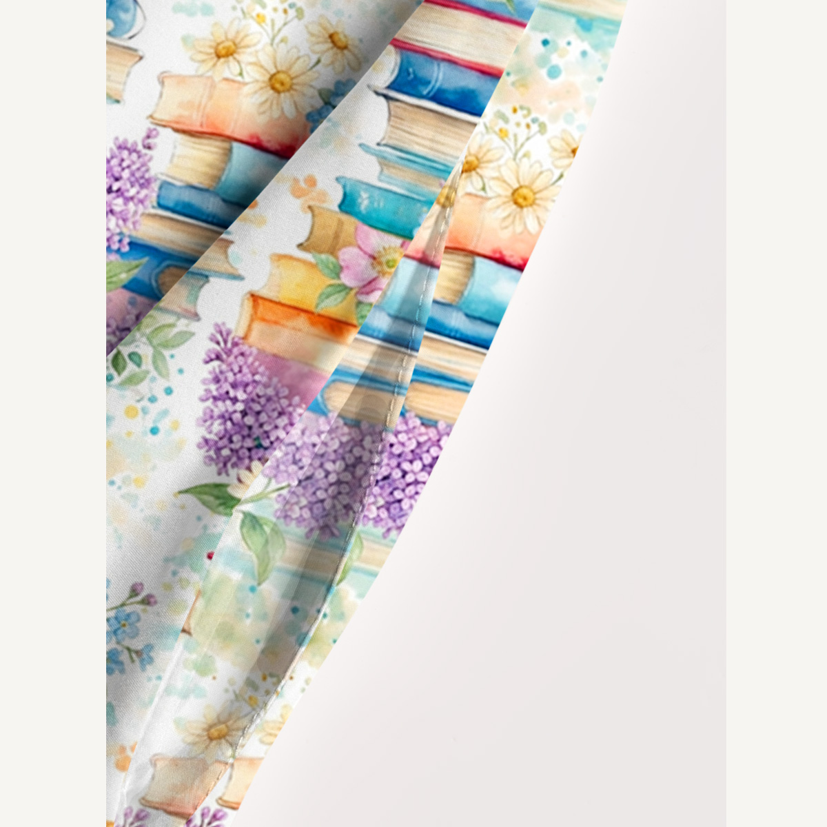 Blooming Bookshelf Print Wide Straps Maxi Dress With Pockets