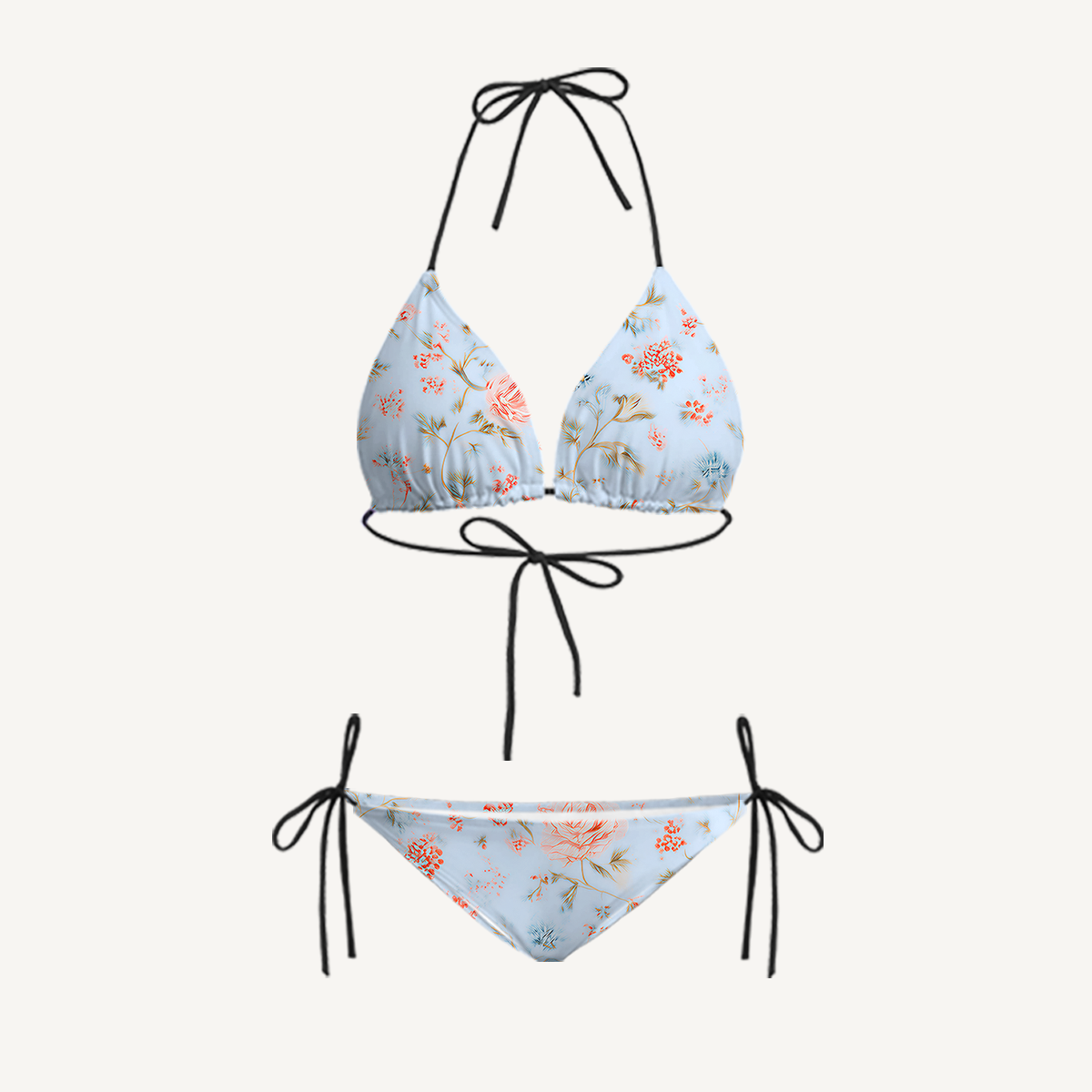 Rosabelle Bloom Tie Side Bikini Set with Matching Pants