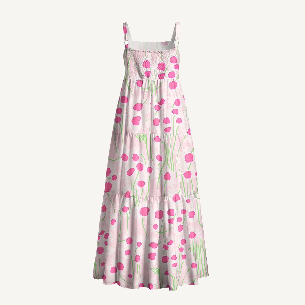 Square Neck Pink Daisy Print Slip Dress