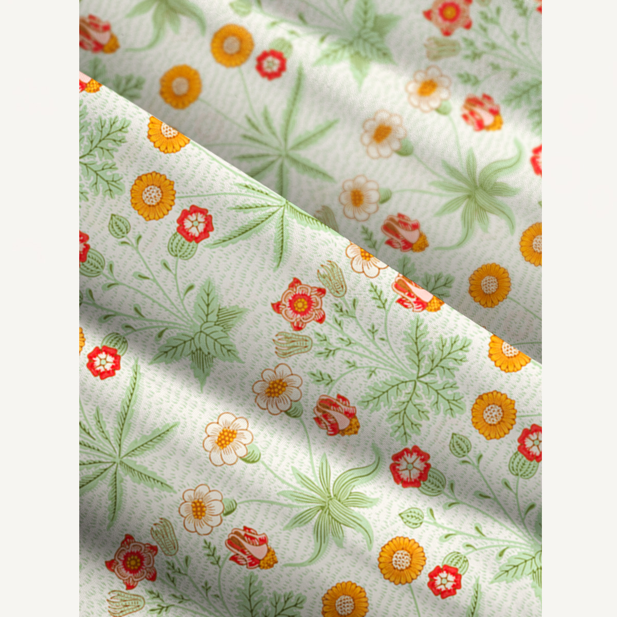 Delicate Retro Florals Mint Green Leaves Print Quilt Wide Straps Maxi Dress With Pockets