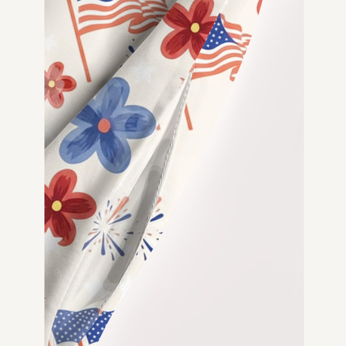 Patriotic Blossom Flag Print Quilt Wide Straps Maxi Dress With Pockets