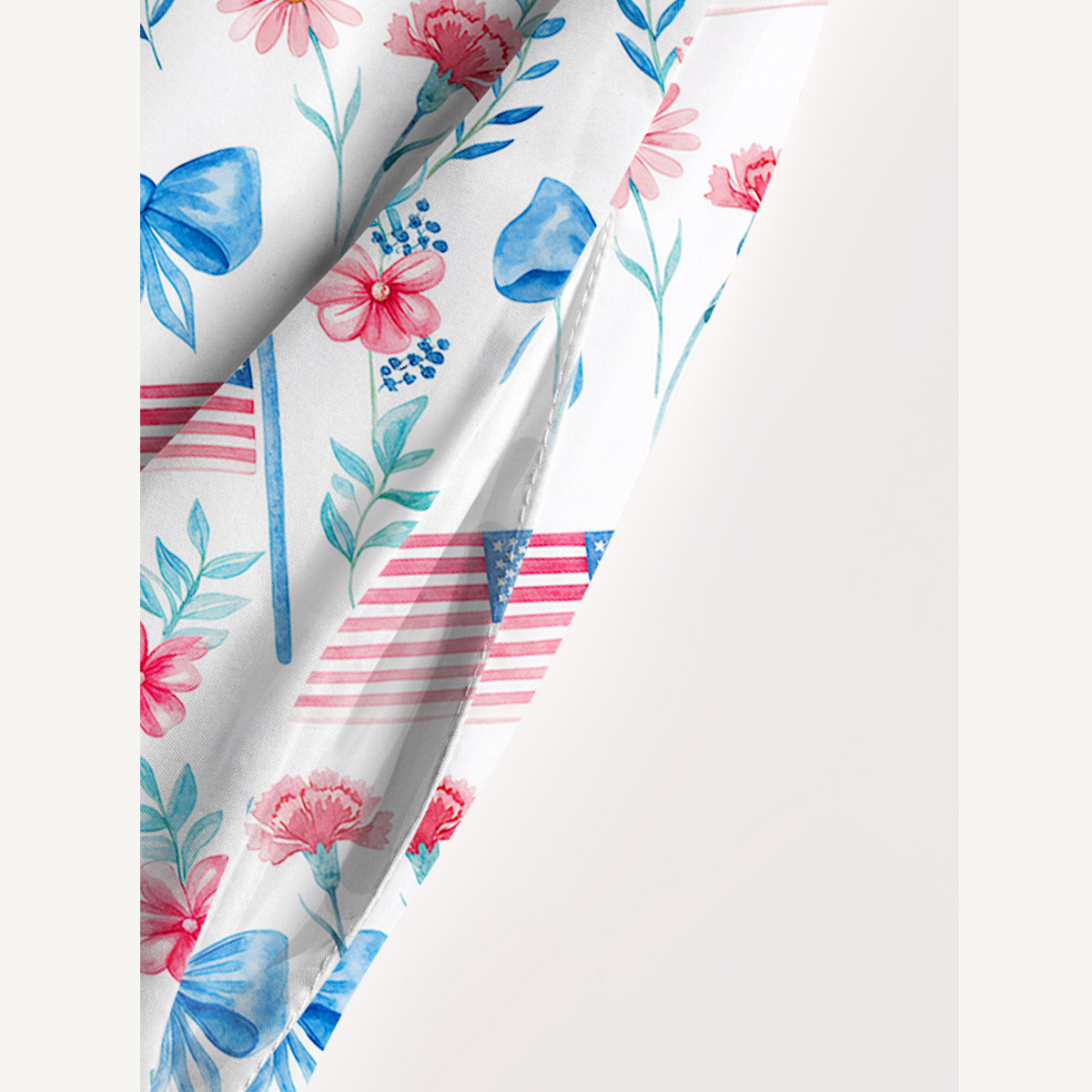 Pastel USA Flag Print Quilt Wide Straps Maxi Dress With Pockets