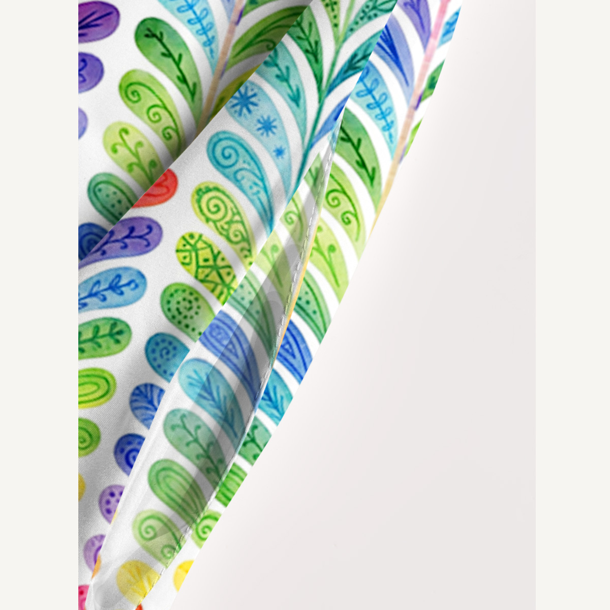 Rainbow Feather Stripes Print Quilt Wide Straps Maxi Dress With Pockets