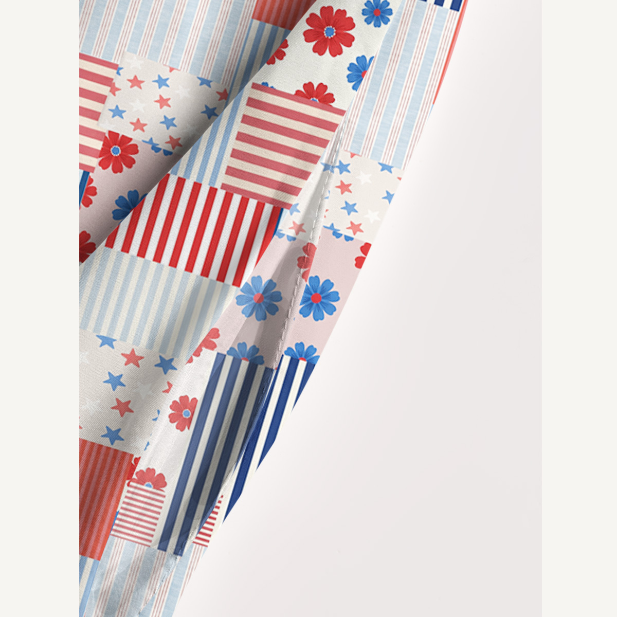 Flower Flag Print Quilt Wide Straps Maxi Dress With Pockets