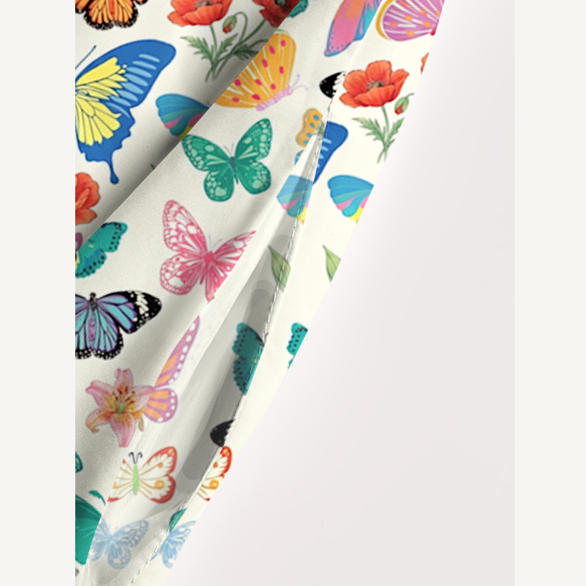 Rainbow Butterfly Garden Print Quilt Wide Straps Maxi Dress With Pockets
