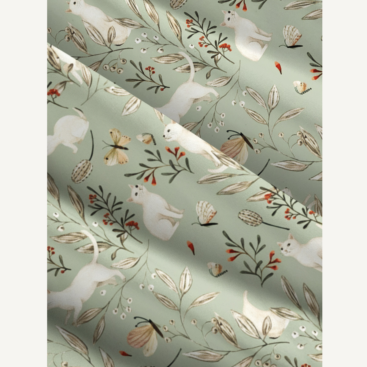Enchanted Meadow Cat Print Quilt Wide Straps Maxi Dress With Pockets