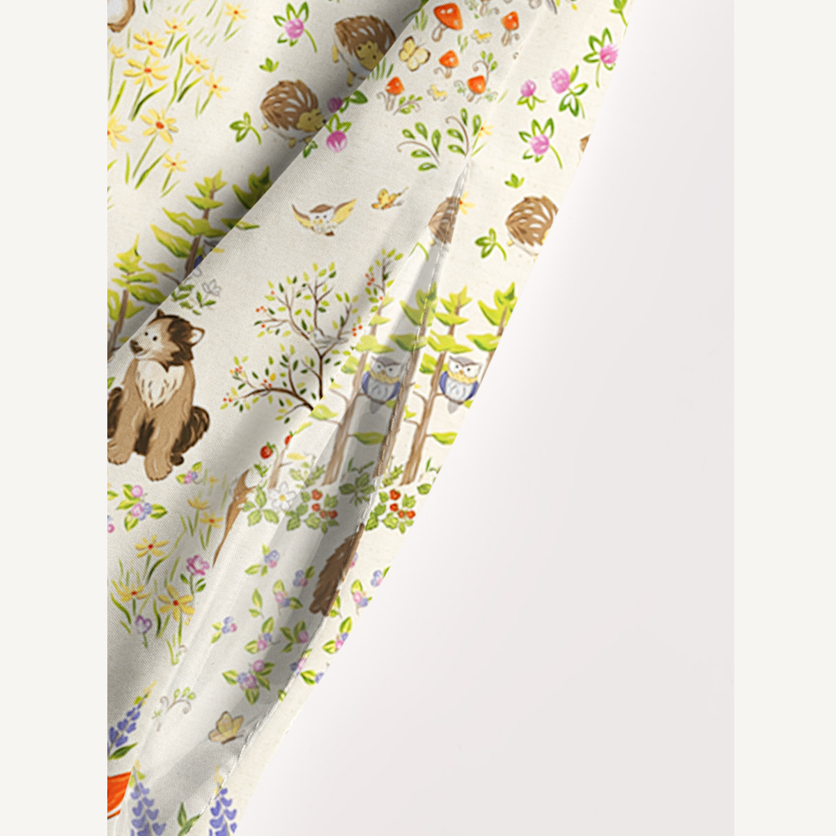 Whimsical Forest Animals Print Quilt Wide Straps Maxi Dress With Pockets