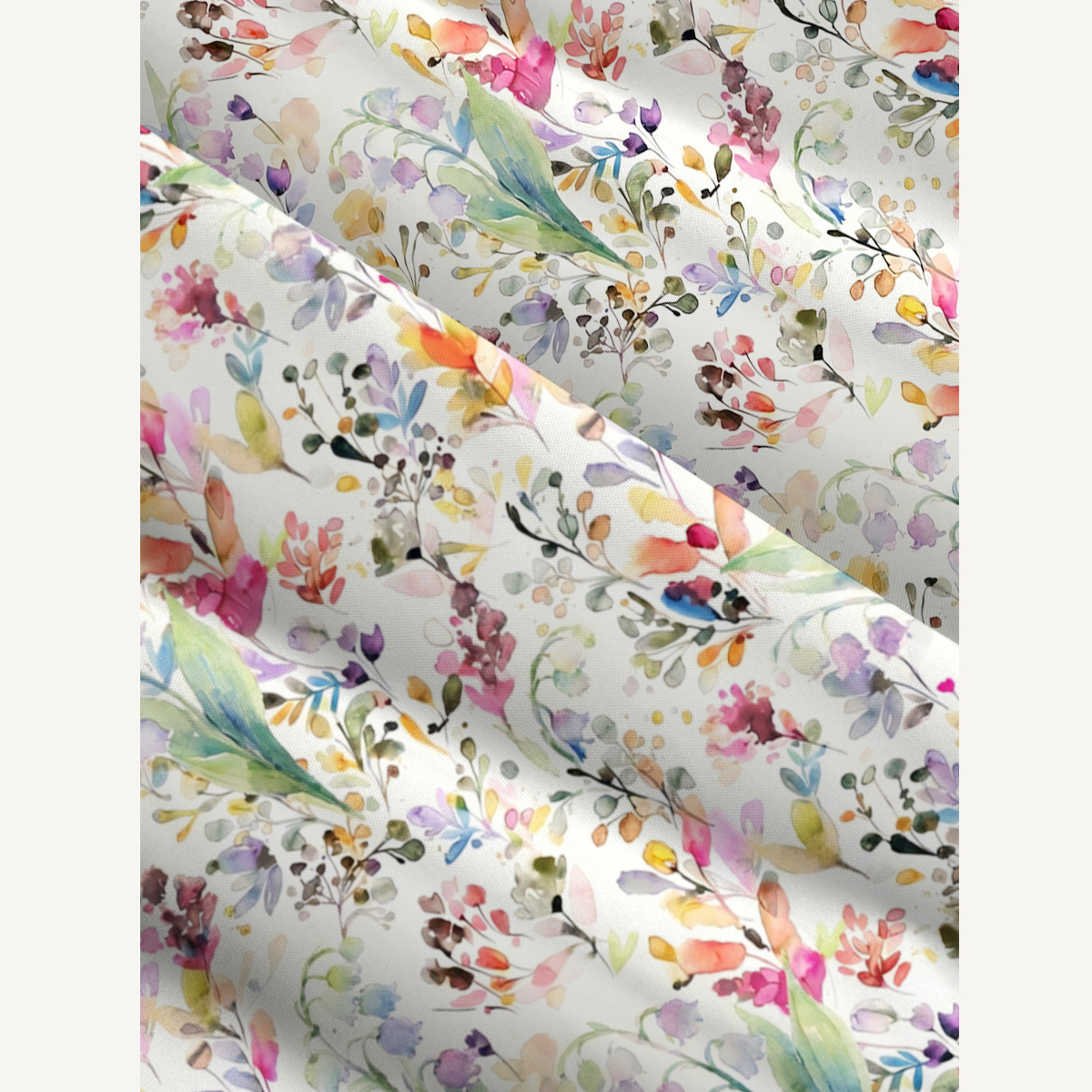Watercolor Wildflower Garden Print Quilt Wide Straps Maxi Dress With Pockets