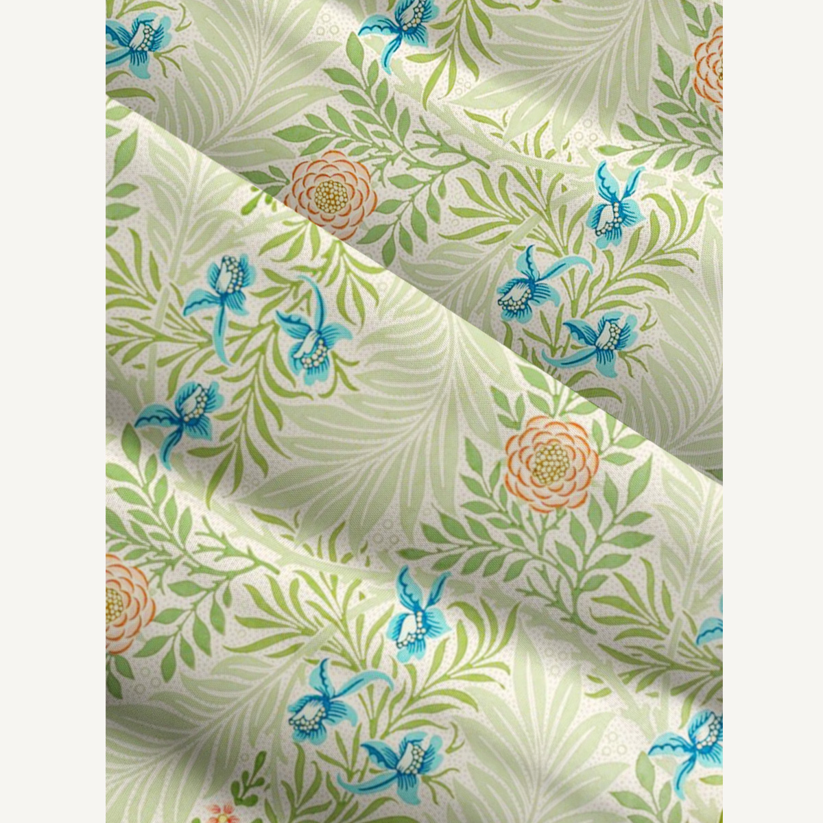 Green Foliage with Bluebirds & Peony Blossoms Print Quilt Wide Straps Maxi Dress With Pockets