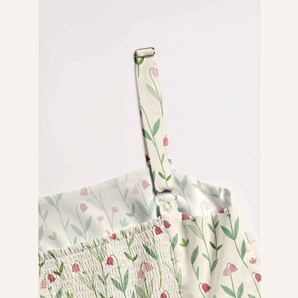 Pastel Tulip Garden Print Quilt Wide Straps Maxi Dress With Pockets