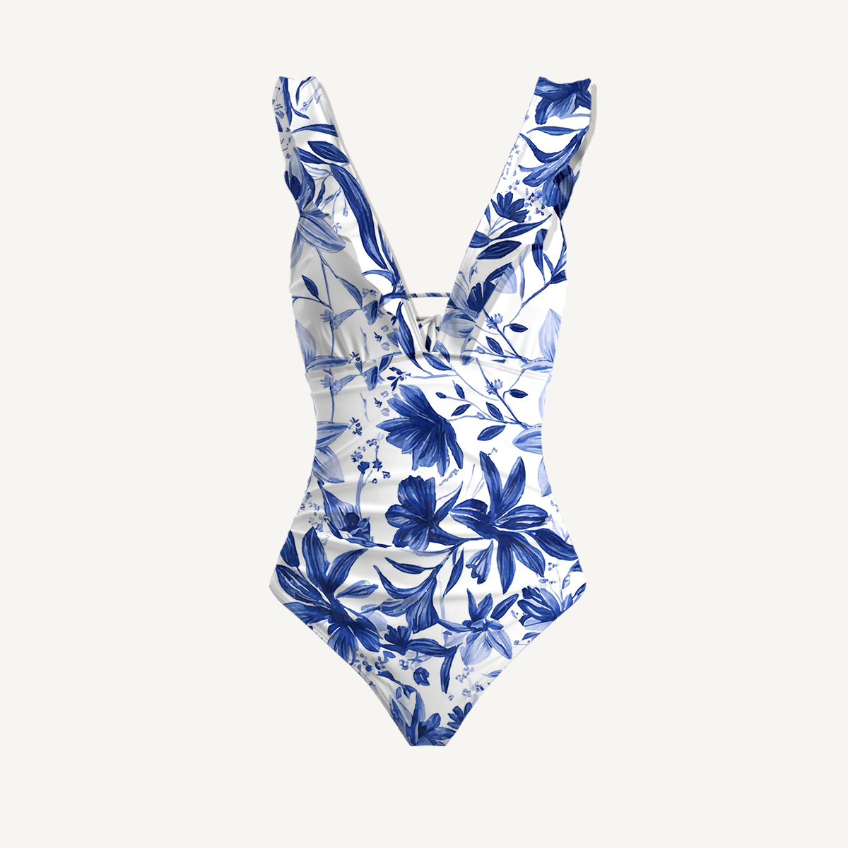 Blue Willow Bloom Ruffle One‑Piece Swimsuits Three Pieces Sets