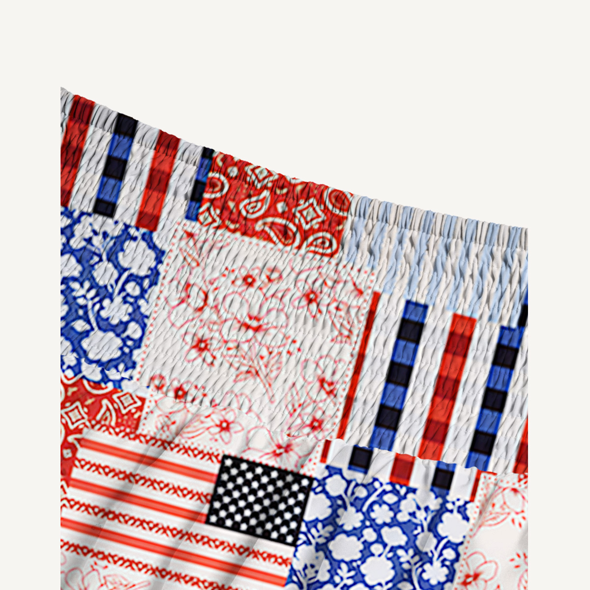 Patriotic Patchwork Quilt  Print Convertible Maxi Skirt & Strapless Dress  