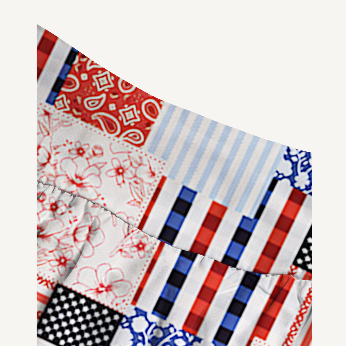 Patriotic Patchwork Quilt  Print Convertible Maxi Skirt & Strapless Dress  