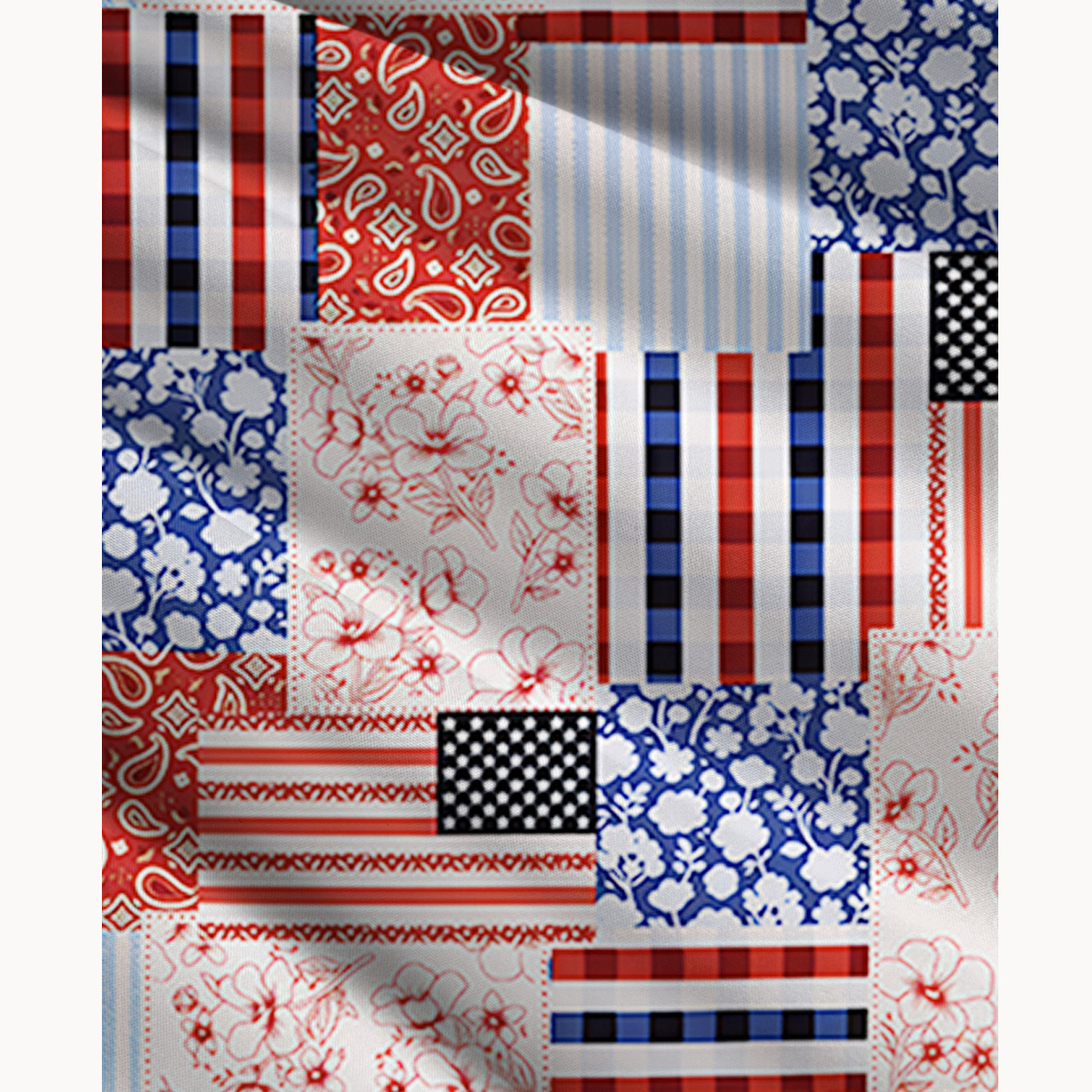 Patriotic Patchwork Quilt  Print Convertible Maxi Skirt & Strapless Dress  