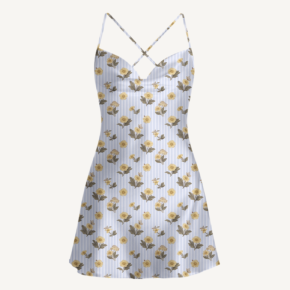Blue Marigold Satin Cross Back Mini Dress