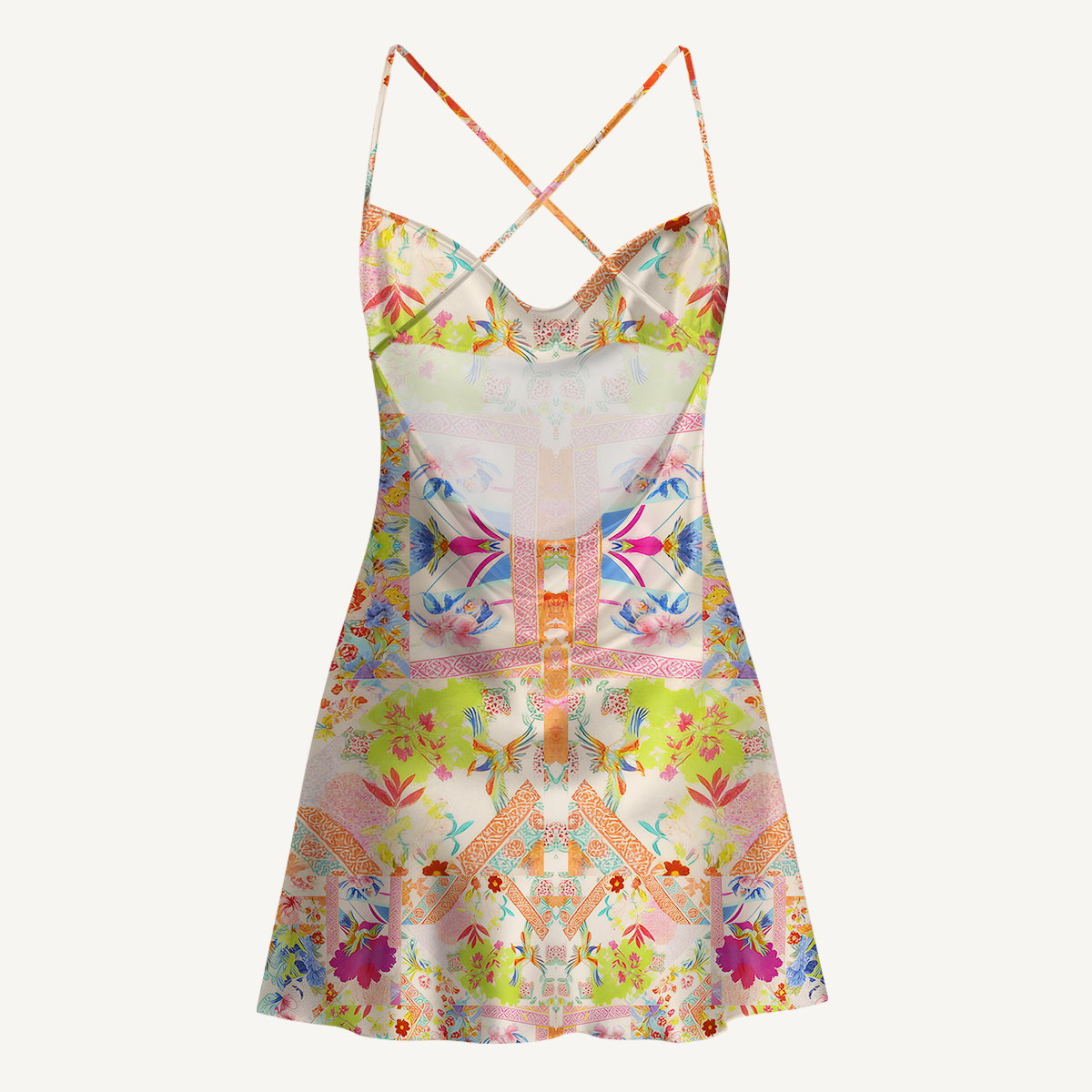 Vivid Lily Satin Cross Back Mini Dress