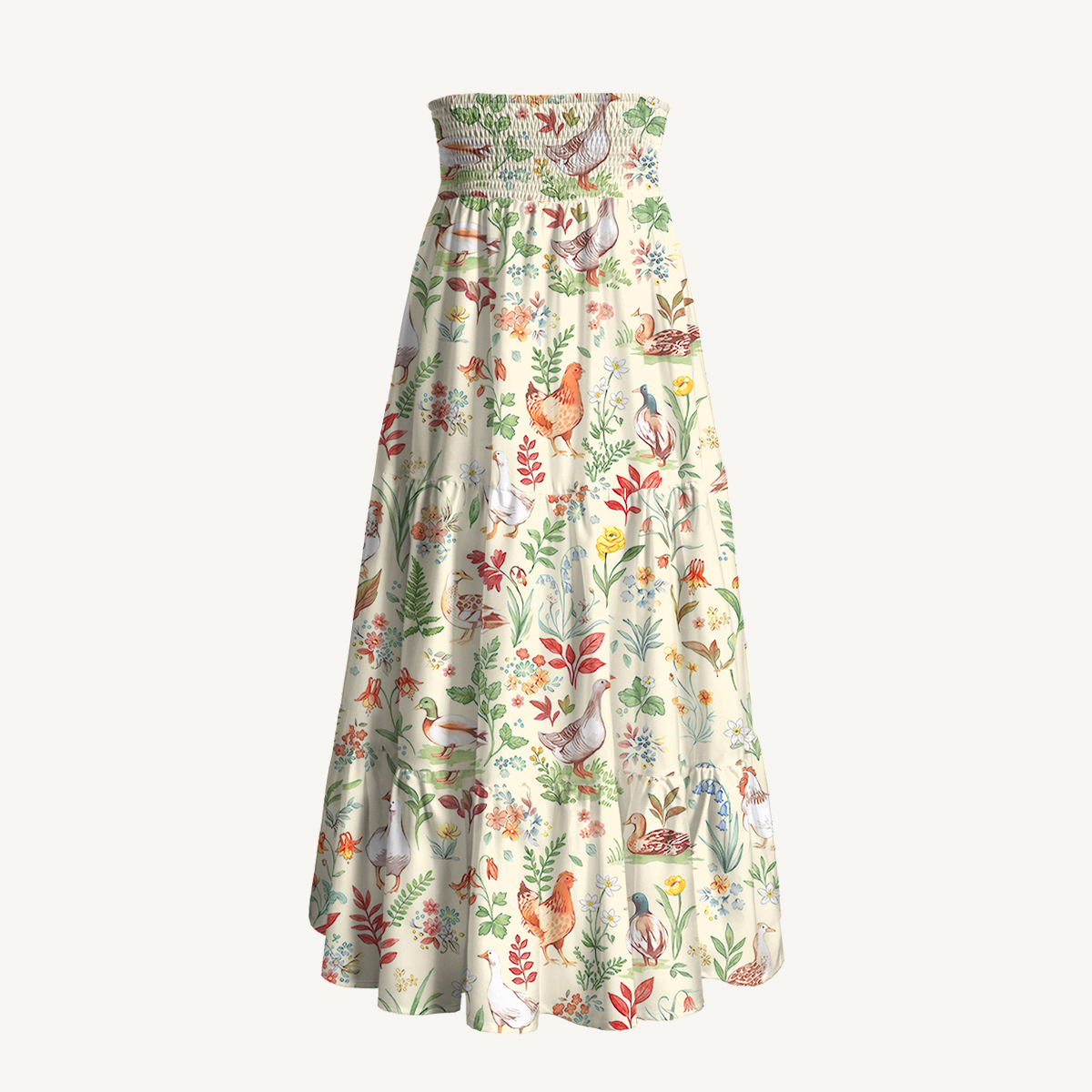 Countryside Garden Critter Print Convertible Maxi Skirt & Strapless Dress  