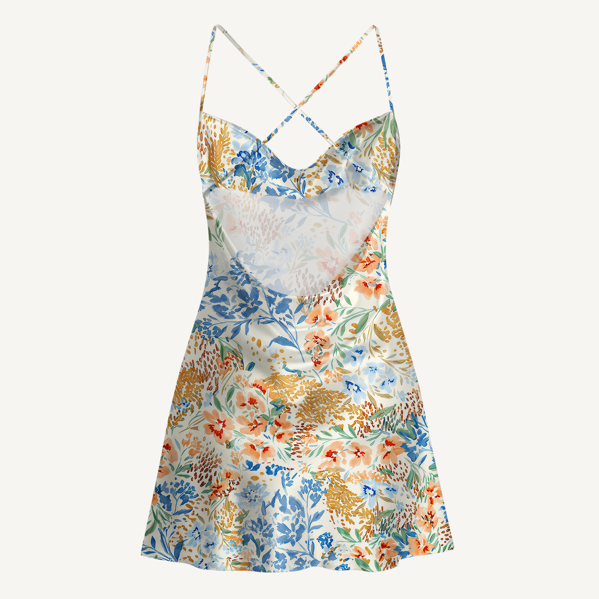 Breeze Meadow Satin Cross Back Mini Dress
